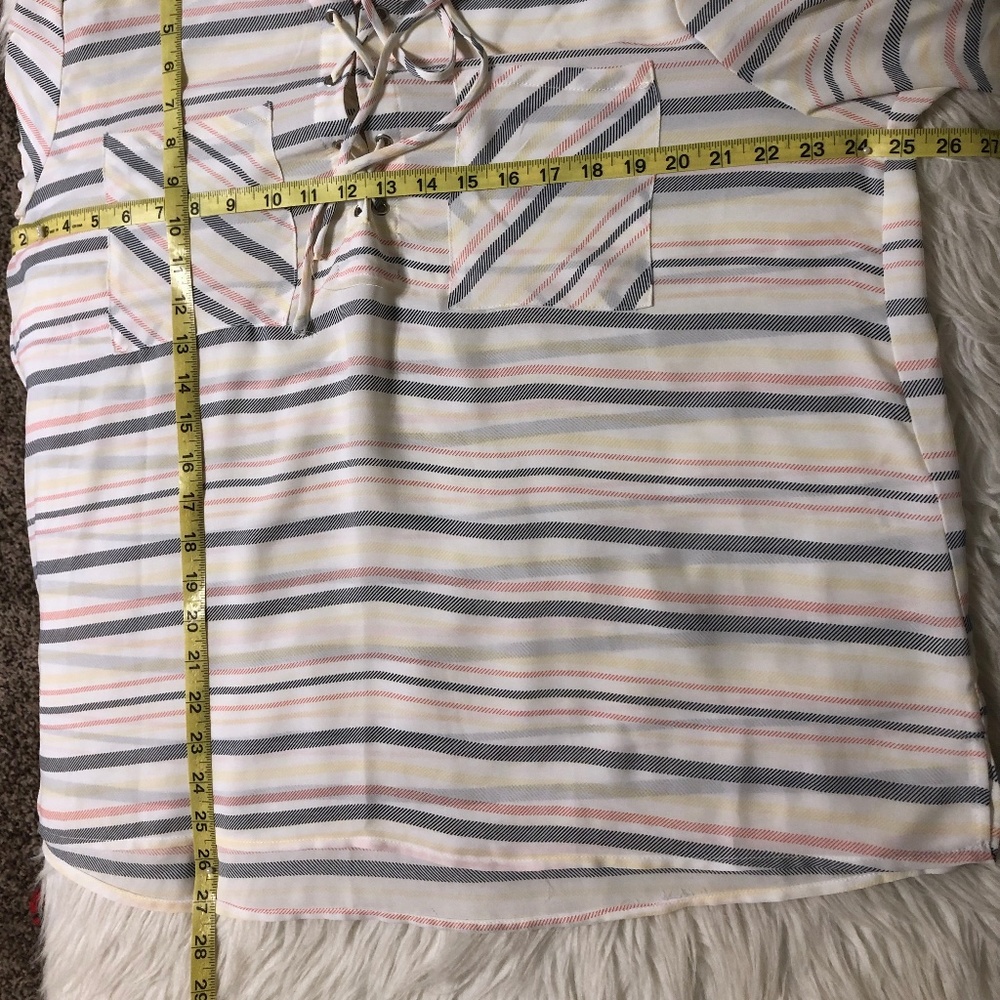 Cato XL stripe lace up popover blouse tunic - Picture 3 of 8